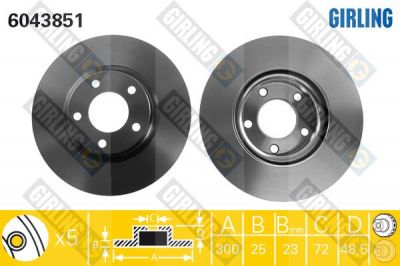 GIRLING Диск тормозной MAZDA 3 2.0 03-/MAZDA 5 R16/17/18 05- передний вент. (BP6Y3325XF, 6043851)