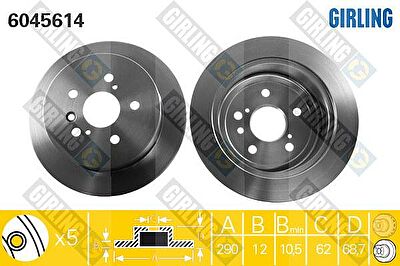 Girling 6045614 тормозной диск на TOYOTA ALPHARD (ATH1_, MNH1_, ANH1_)
