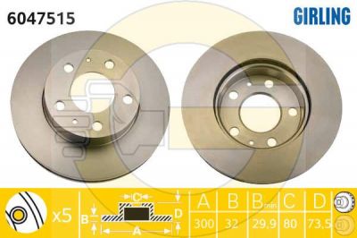 GIRLING Диск тормозной CITROEN JUMPER/FIAT DUCATO/PEUGEOT BOXER 06-(300x32) перед. (4249A6, 6047515)