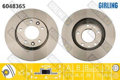 Girling 6048365 тормозной диск на KIA CARNIVAL I (UP)