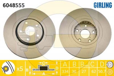 GIRLING Диск тормозной LEXUS GS 300-460 05- передний левый (43516-22010, 6048555)