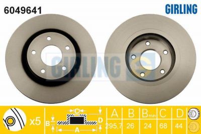 GIRLING Диск тормозной NISSAN QASHQAI 07-/X-TRAIL 07-/RENAULT KOLEOS 08- передний вент. (40206-JG00A, 6049641)