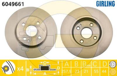 GIRLING Диск тормозной передний Mazda 2 07-> (258x23mm) (DF71-33-251, 6049661)
