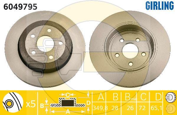 Girling 6049795 тормозной диск на JEEP GRAND CHEROKEE III (WH, WK)