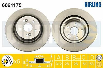 Girling 6061175 тормозной диск на RENAULT MEGANE II (BM0/1_, CM0/1_)