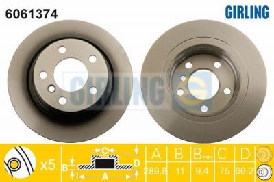 Girling 6061374 тормозной диск на 1 (F20)