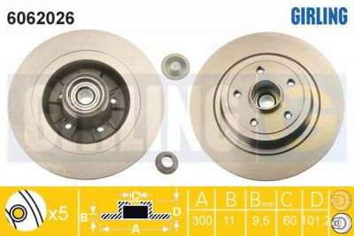 Girling 6062026 тормозной диск на RENAULT MEGANE II (BM0/1_, CM0/1_)
