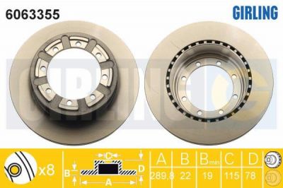 Girling 6063355 тормозной диск на RENAULT TRUCKS MASCOTT c бортовой платформой/ходовая часть