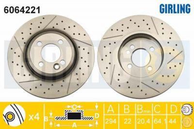 Girling 6064221 тормозной диск на MINI MINI Roadster (R59)