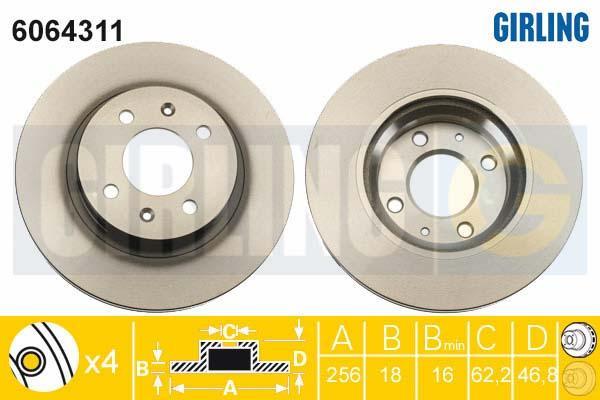 Girling 6064311 тормозной диск на HYUNDAI i20 (PB, PBT)