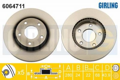 Girling 6064711 Диск тормозной NISSAN JUKE 10- передний вент.