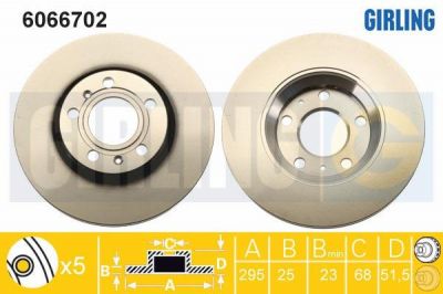 Girling 6066702 тормозной диск на AUDI A8 (4E_)