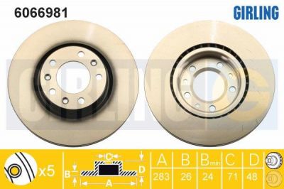 Girling 6066981 тормозной диск на PEUGEOT 308 SW II