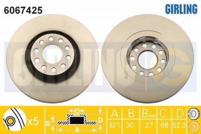 Girling 6067425 тормозной диск на VW PASSAT Variant (3B6)