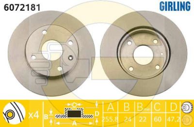 GIRLING Диск тормозной передний Chevrolet Lacetti (96549782, 6072181)