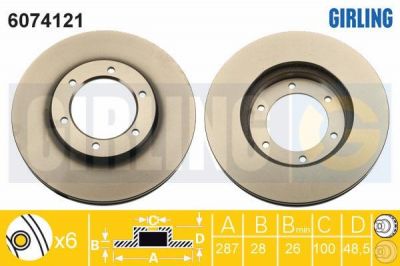 Girling 6074121 тормозной диск на TOYOTA DYNA c бортовой платформой/ходовая часть (KD_, LY_, TRY2_, K