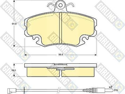 GIRLING Колодки дисковые перед. RENAULT Logan/R19/Clio I/II /Megane I 92-> 425070/6025071042/7701201773/7701201775/7701202147/7701202284/7711222784/7711130071 (410602192R, 6104001)