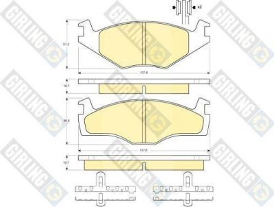 GIRLING Колодки тормозные VOLKSWAGEN G2 1.6/G3 1.4/1.6/1.9D передние (571317, 6104545)