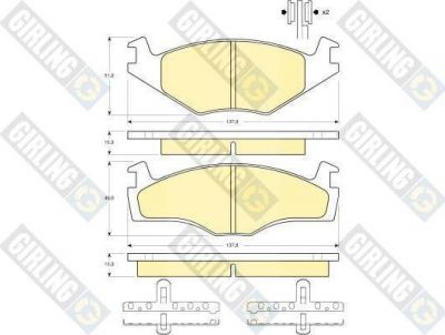 Girling 6104595 Колодки тормозные VOLKSWAGEN GOLF/JETTA/PASSAT 76-91 передние