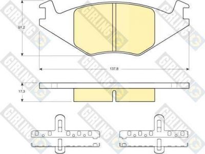 GIRLING Колодки тормозные VOLKSWAGEN G1/G2 1.3/POLO 87>94 передние (571315, 6104635)