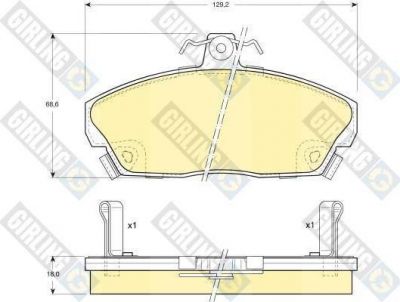 GIRLING Колодки тормозные HONDA CIVIC 1.4-1.8 94-05 передние (45022S74E10, 6104961)