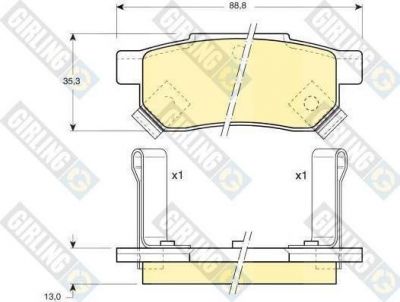 GIRLING Колодки тормозные задние HONDA ACCORD CIVIC 87-01 (43022SF0505, 6104999)