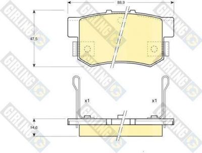 GIRLING Колодки тормозные дисковые задние HONDA ACCORD Mk VI (CE, CF) 1996/02 - 1998/10 (572138, 6107749)