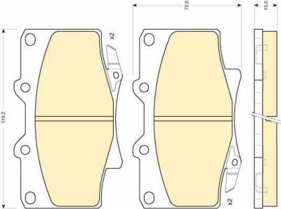 GIRLING Колодки тормозные передние TOYOTA LAND CRUISER 87-97 PRADO 04 96- 119,2X72X15mm (0449160180, 6111549)