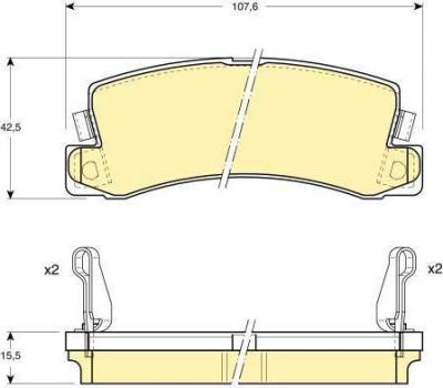 GIRLING Колодки тормозные задние дисковые TOYOTA AVENSIS (_T22_) 1,6i-2,0i/2,0TD/2,0D-4D 09/97-12/02 /LEXUS RX300 (MCU15) 08/97-05/03 107,8X42,5X15mm 0449505020 (572188, 6111689)