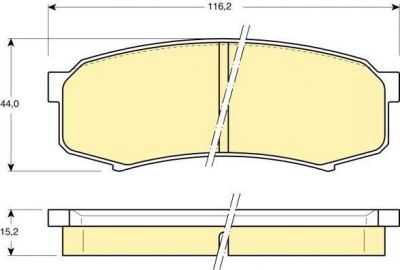 GIRLING Колодки тормозные задние TOYOTA LANDCRUISER 90 100 04 96- 116,2X44X15,2mm (0446660060, 6111829)