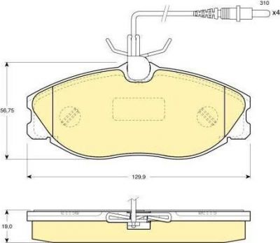 GIRLING Колодки торм пер PEUG 406 1.8/1.9 (571898, 6111941)