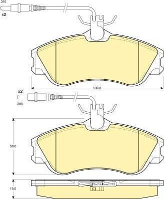 GIRLING Колодки тормозные передние CITROEN BERLINGO PEUGEOT PARTNER 96- с датч. (425485, 6112601)