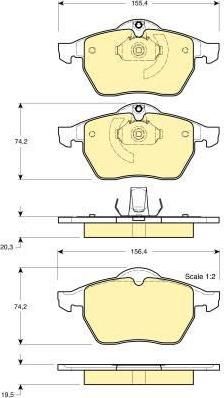 GIRLING Колодки тормозные OPEL ASTRA G 2.0/VECTRA B/ZAFIRA A/SAAB 9-3/9-5 98> передние (571920, 6112712)