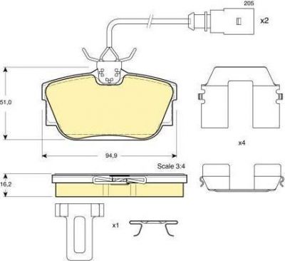 Girling 6113261 комплект тормозных колодок, дисковый тормоз на VW SHARAN (7M8, 7M9, 7M6)