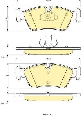 GIRLING Колодки тормозные передние E36 E46 Z3 E36 Z4 E85 98> 151X57X17,8mm (34116752482, 6113482)