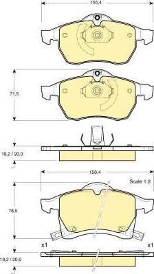 GIRLING Колодки дисковые перед. OPEL Astra H/Zafira 04-> 1605996/1605997 (1605998, 6113502)