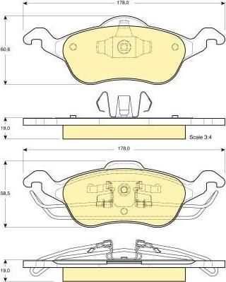 GIRLING Колодки тормозные передние FORD FOCUS 98>05 (1136519, 6113582)