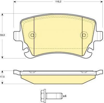 GIRLING Колодки тормозные задние AUDI A4 A6 A8 VW MULTIVAN T5 PHAETON (8E0698451N, 6115161)