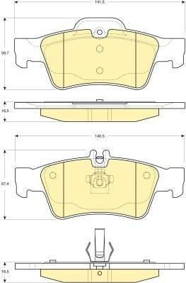 GIRLING Колодки тормозные задние MB W211 W212 W220 W221 R230 141.5X59.7X16.5mm (A4420442067, 6115462)