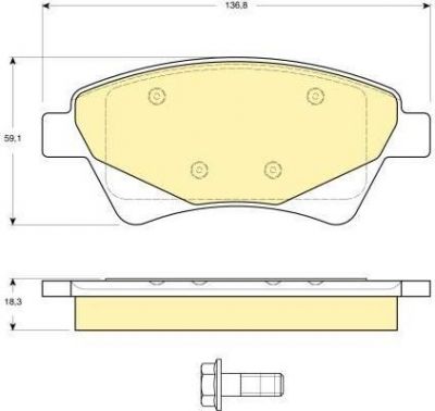 GIRLING Колодки тормозные передние RENAULT MEGANE II 03> 136,8x59,1x18,3mm (7701209444, 6115974)