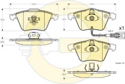 GIRLING Колодки тормозные передние AUDI A3 TT VW GOLF PASSAT 04- (1K0698151B, 6116162)