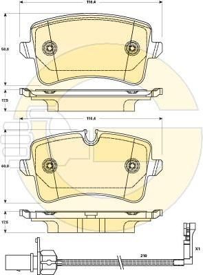 GIRLING Колодки тормозные AUDI A6 11-/A7 10- задние с датч. (4G0698451A, 6119021)