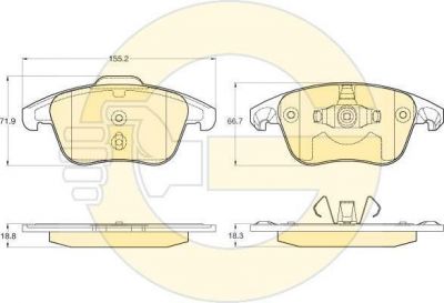 Girling 6120252 комплект тормозных колодок, дисковый тормоз на PEUGEOT 208