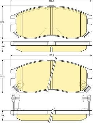 GIRLING Колодки торм. передние AKEBONO Mitsubishi GALANT V (E5_A/E7_A/E8_A)/VI(EA_) 09/96-05/04/SPACE WAGON (N3_W, N4_W) 10/91-10/98 127,8X52X16,6mm (GDB3133, 6131339)