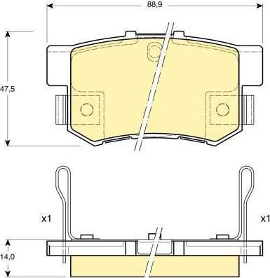 GIRLING Колодки тормозные задние HONDA ACCORD 90- CIVIC 97- CR-V II FR-V PRELUDE 92-00 (43022S5AE50, 6131759)