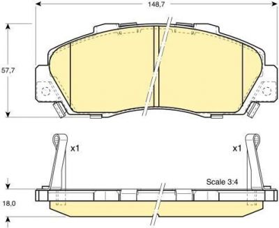 GIRLING Колодки тормозные передние HONDA ACCORD 91-98 CR-V 95-02 148,7X57,7X18mm (45022S30E50, 6131779)