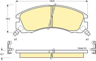 GIRLING Колодки торм. передние MITSUBISHI OUTLANDER PAJERO SPORT LANCER VI SPACE WAGON 10 98- 149,9X59X16,5mm (MZ690349, 6132009)