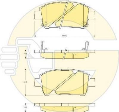 GIRLING Колодки тормозные TOYOTA COROLLA/PRIUS/YARIS 1.0-1.6 99- передние (572405, 6132429)