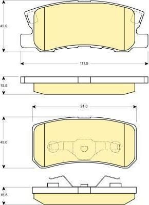 GIRLING Колодки тормозные дисковые задние MITSUBISHI OUTLANDER 06> PAJERO III 02 00- PEUGEOT 4007 111,5 91X39X15 mm (425448, 6132479)