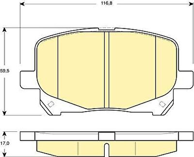 GIRLING Тормозные колодки дисковые передние TOYOTA PREVIA 2.4 02/01-01/06 116,8X59,5X17mmm (GDB3248, 6132489)